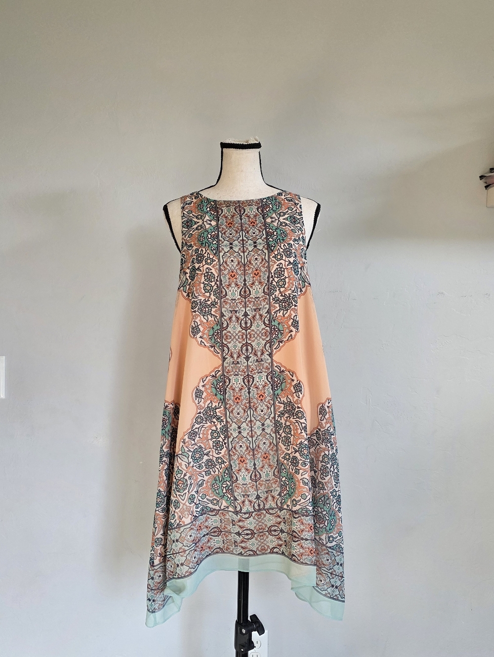 Boho Scarf-print Flowy Sleeveless Dress